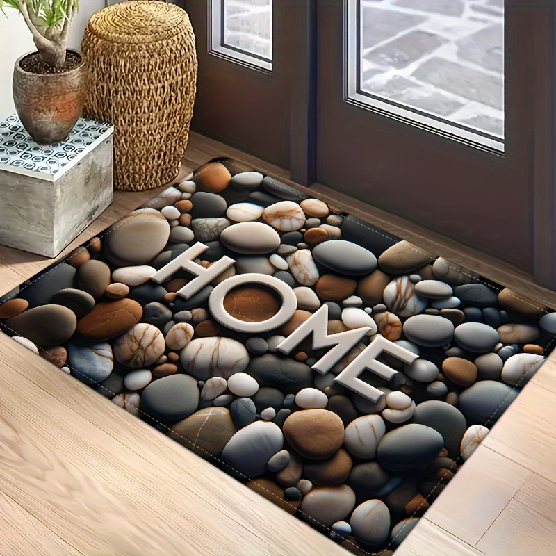 

1pc "home" Pebble Print Doormat - Absorbent, Non-slip, Washable Kitchen Mat With Rubber Backing | Entryway, Dining Room, Laundry & Home Office Decor, Kitchen Floor Mat