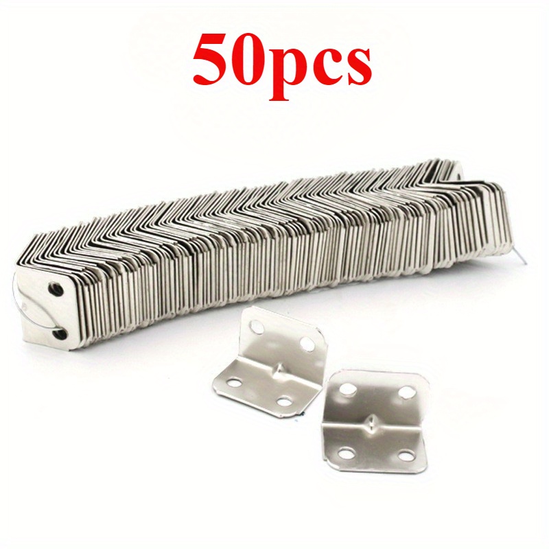 TEMU 50pcs Stainless Steel Right Angle Brackets, 90 Degree L-shaped Metal Joint Corner Braces For Furniture And Shelves Construction