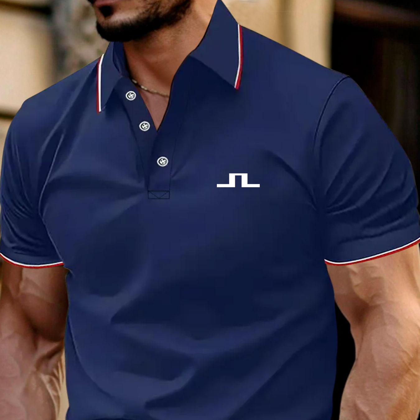 

Chemise Respirante pour Homme à Imprimé Géométrique - Col V Décontracté, Manches Courtes, Haut de Golf & Tennis d'Été , Bleu Marine, Bleu, Vert Foncé