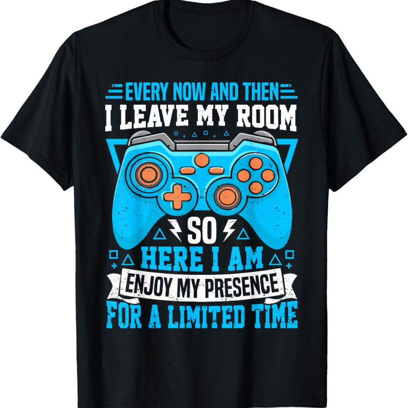 

Funny For – " My Room So " , Casual Cotton Tee, Black With Blue & Orange Graphics, Round Neck, Fit, Clothing | Casual Round Neck |