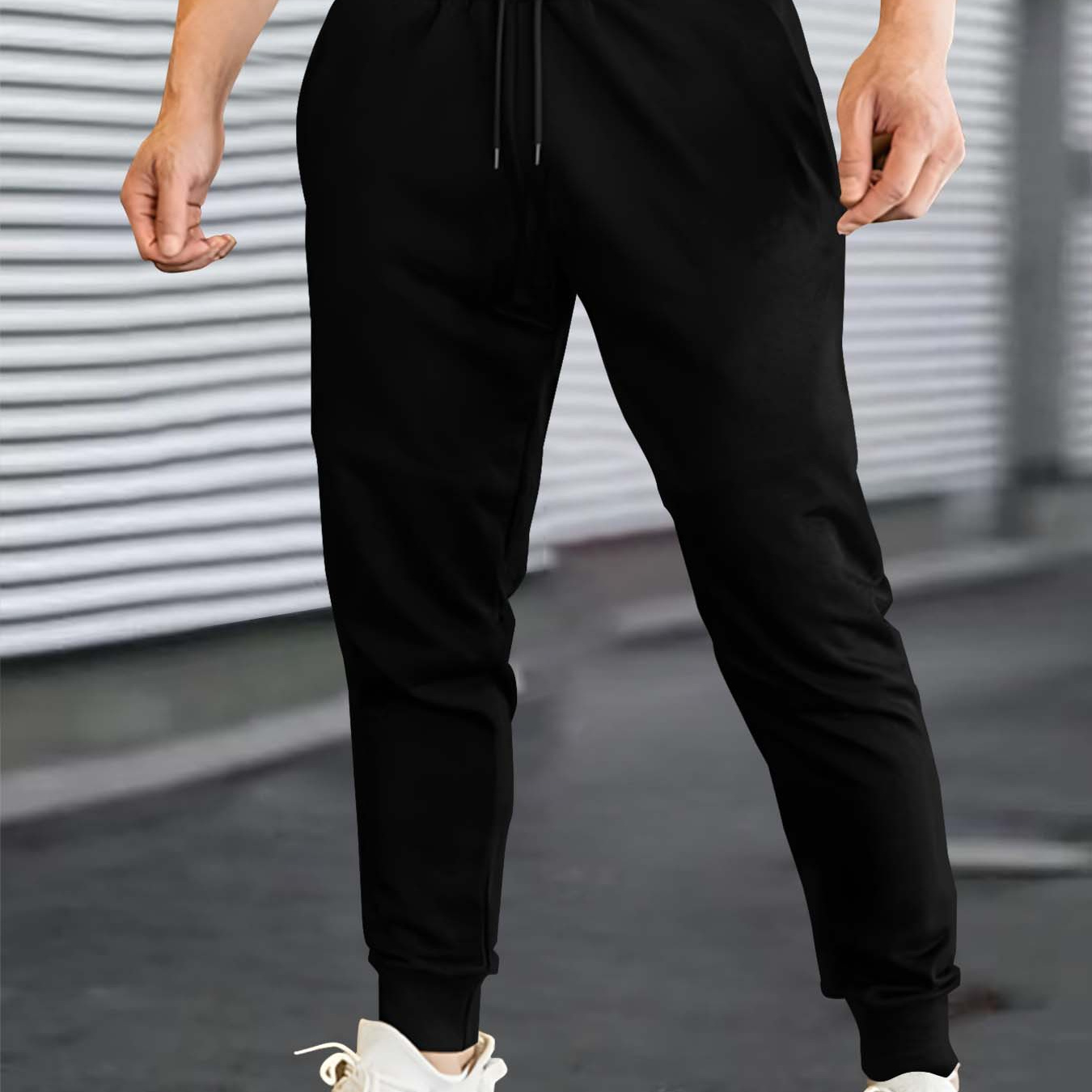 

Men's Casual Athletic Joggers With Drawstring Waist - Comfortable, Stretchy Polyester Sweatpants For Spring/fall