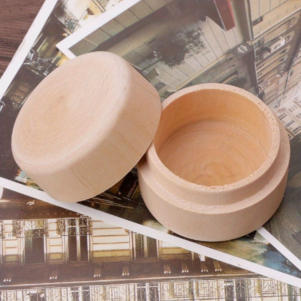 

Round Wooden Storage Boxes Ring Box Vintage Decorative Natural Craft Jewelry Box Case Wedding Accessories