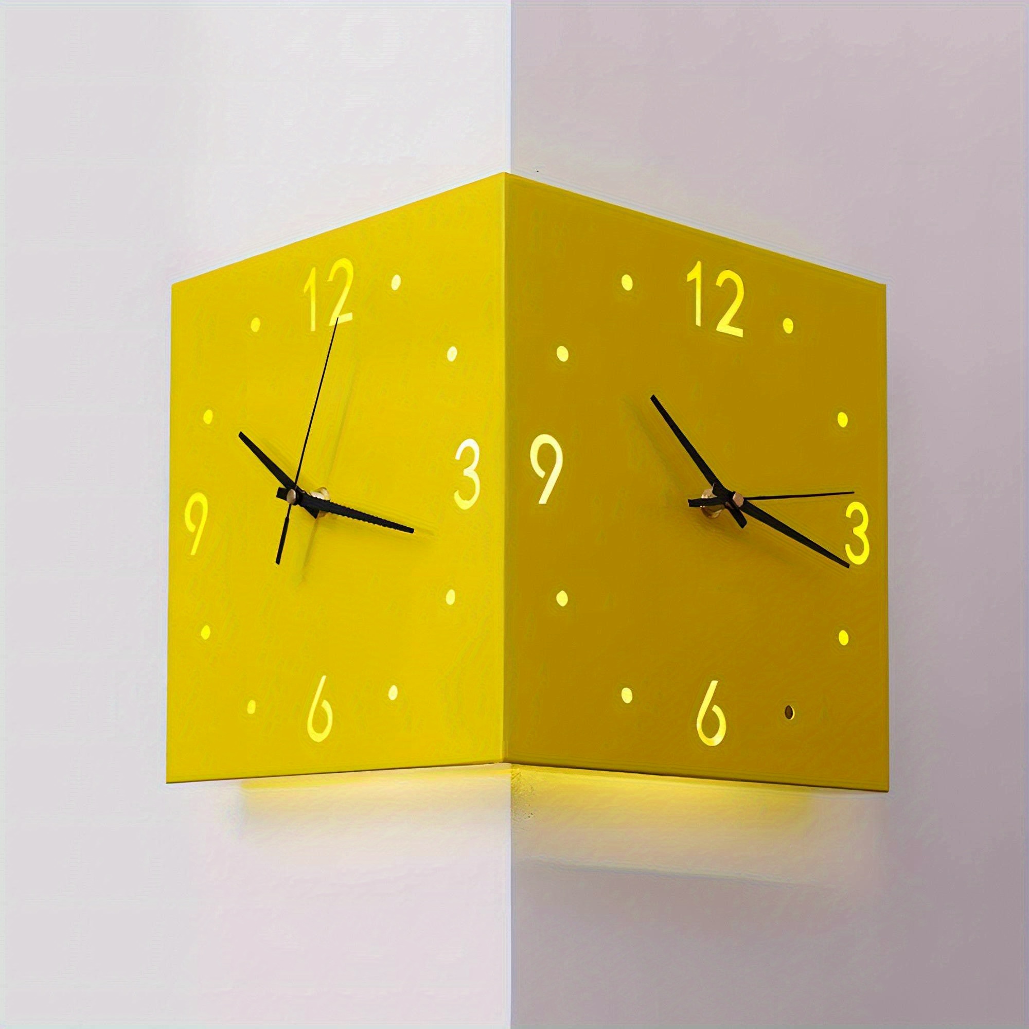 TEMU Corner Clock, Double Sided Wall Clock, Double Sided Corner Wall Clock, Voice-activated Sensor Luminous Corner Wall Clock With Numeral Scale