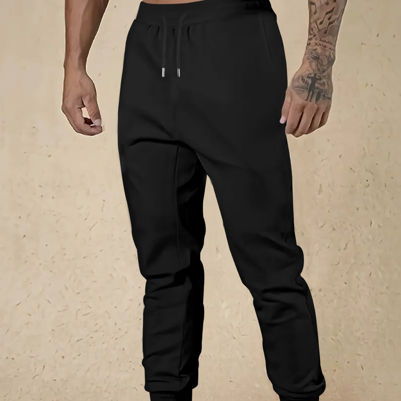 

Men's Casual Athletic Joggers With Drawstring Waist - Comfortable, Stretchy Polyester Sweatpants For Spring/fall