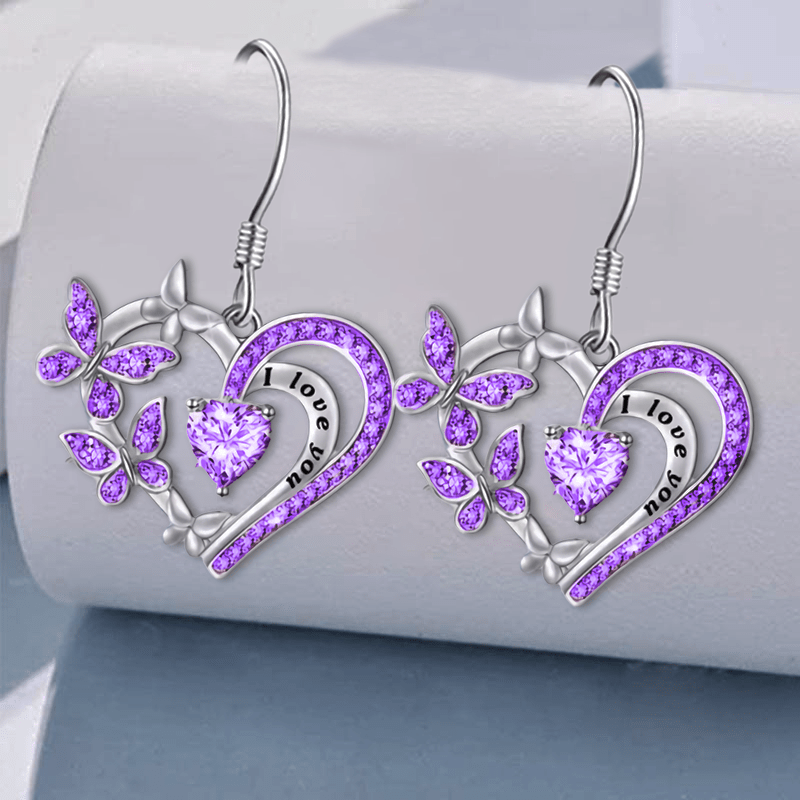 TEMU 2pcs Fashionable And Exquisite Heart-shaped Pendant Earrings Valentine's Day Anniversary Gift Party Jewelry