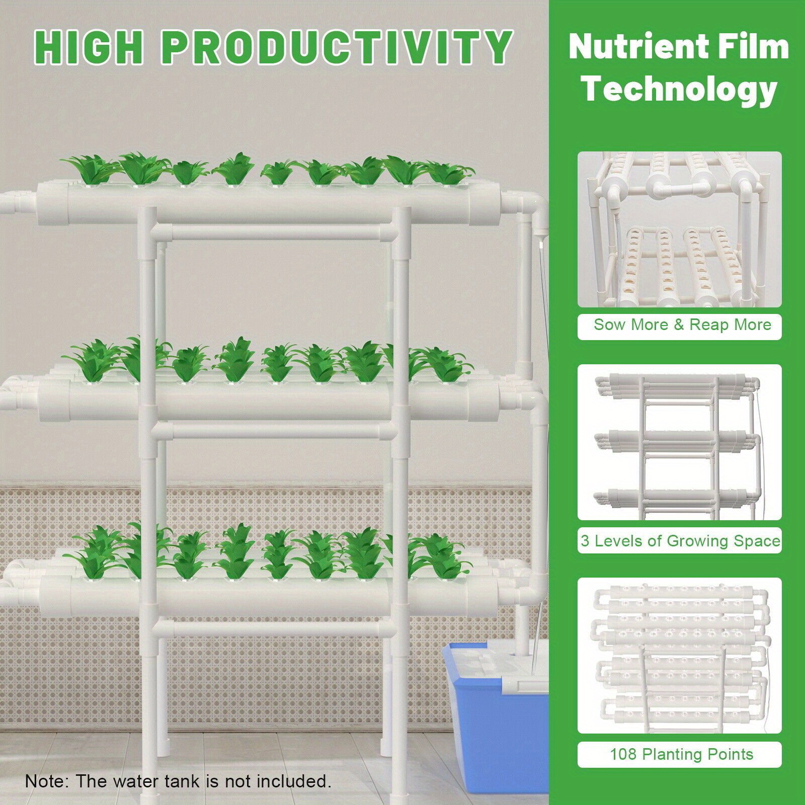 

3 Tier Hydroponic System Grow 108 Plant Locations Plant Vegetables Hydro Top