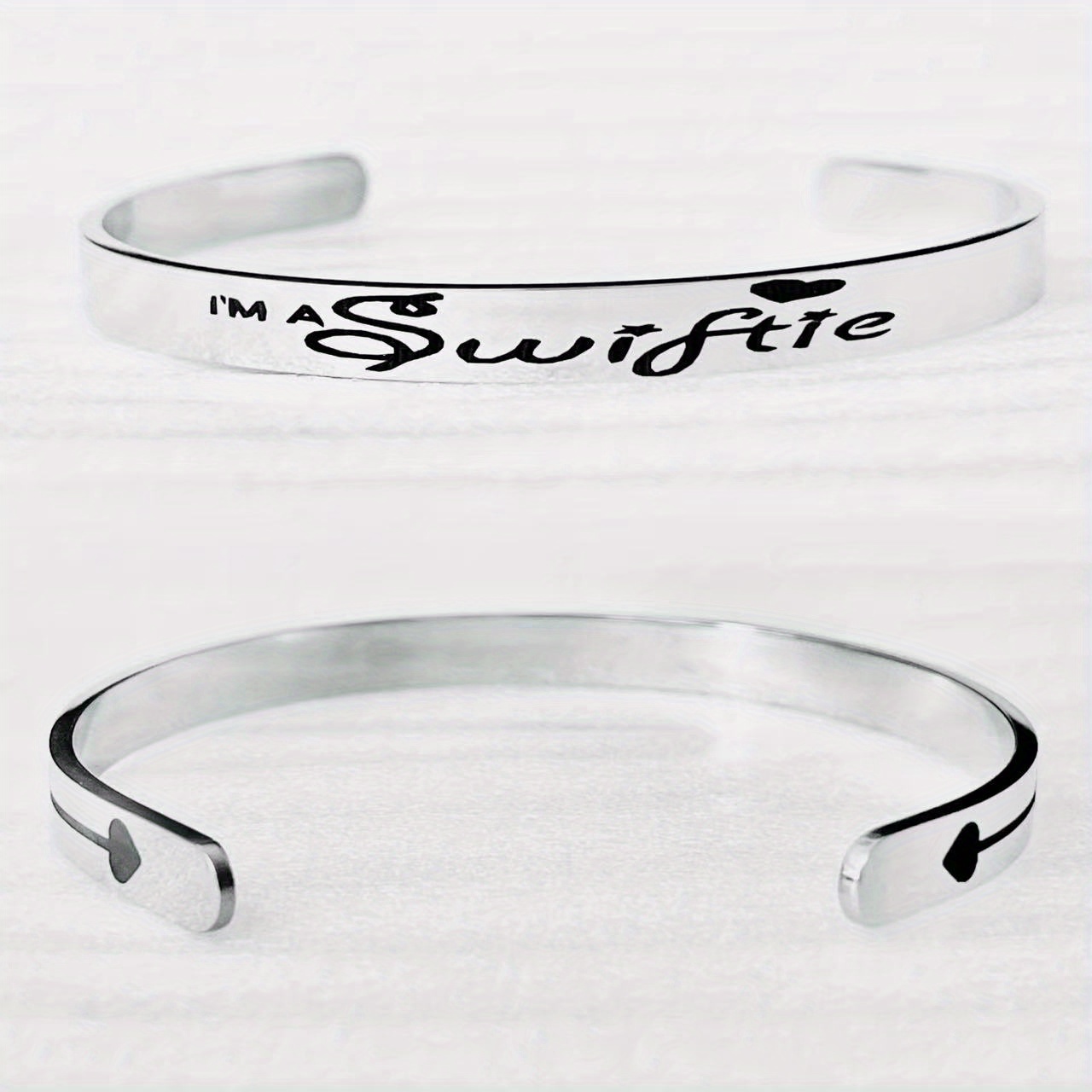 

Swiftie-inspired Stainless Steel Cuff - Adjustable, Featherless, Durable Accessory For Ts Fans