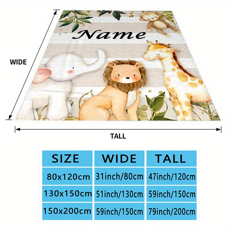 custom name printed blanket cute animal designs personalized soft warm blanket for bed sofa picnic and more   details 2