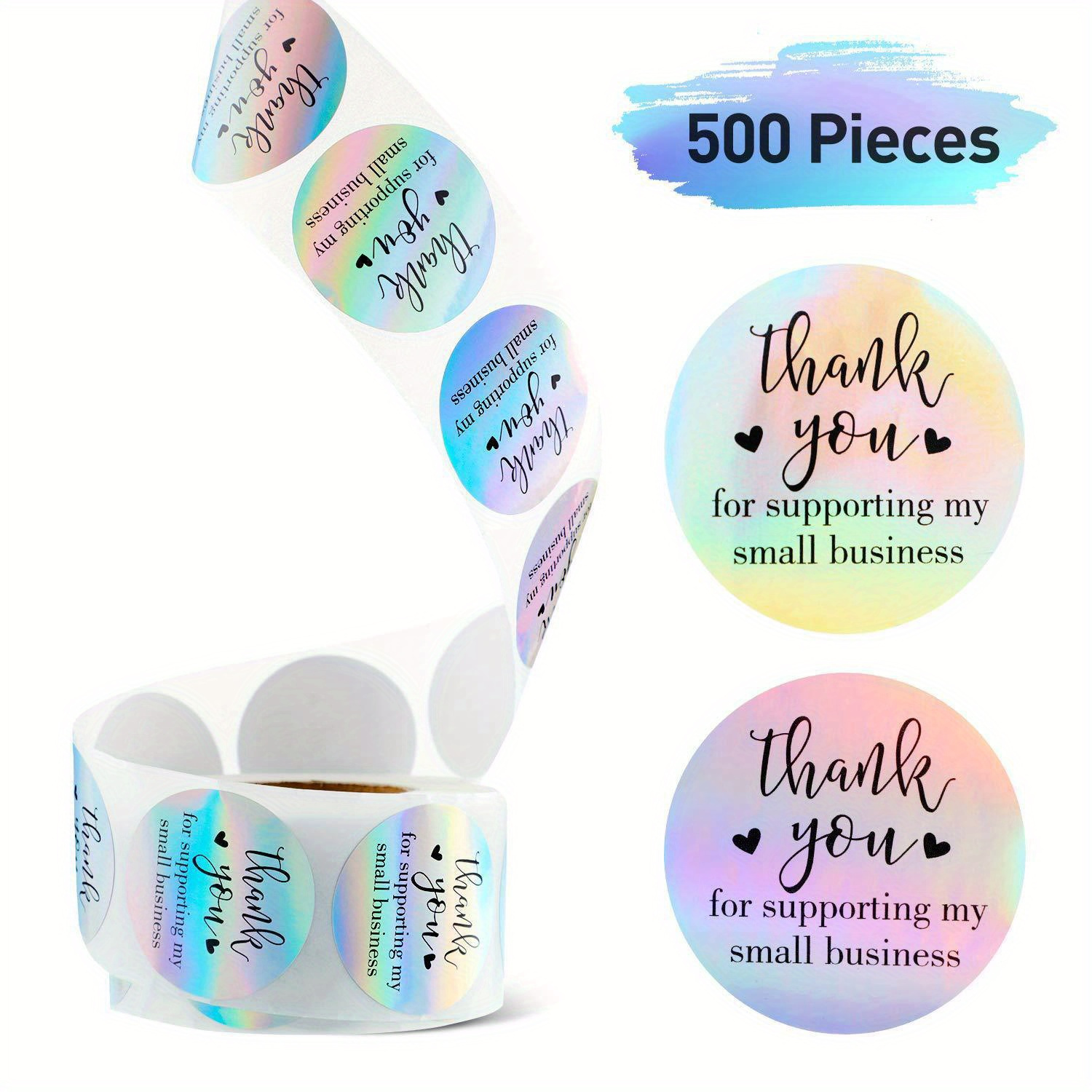 

1000pcs Stickers, 25mm 38mm Width Stickers, Roll Rainbow Laser Stickers, Commercial Decorative Self-adhesive Labels