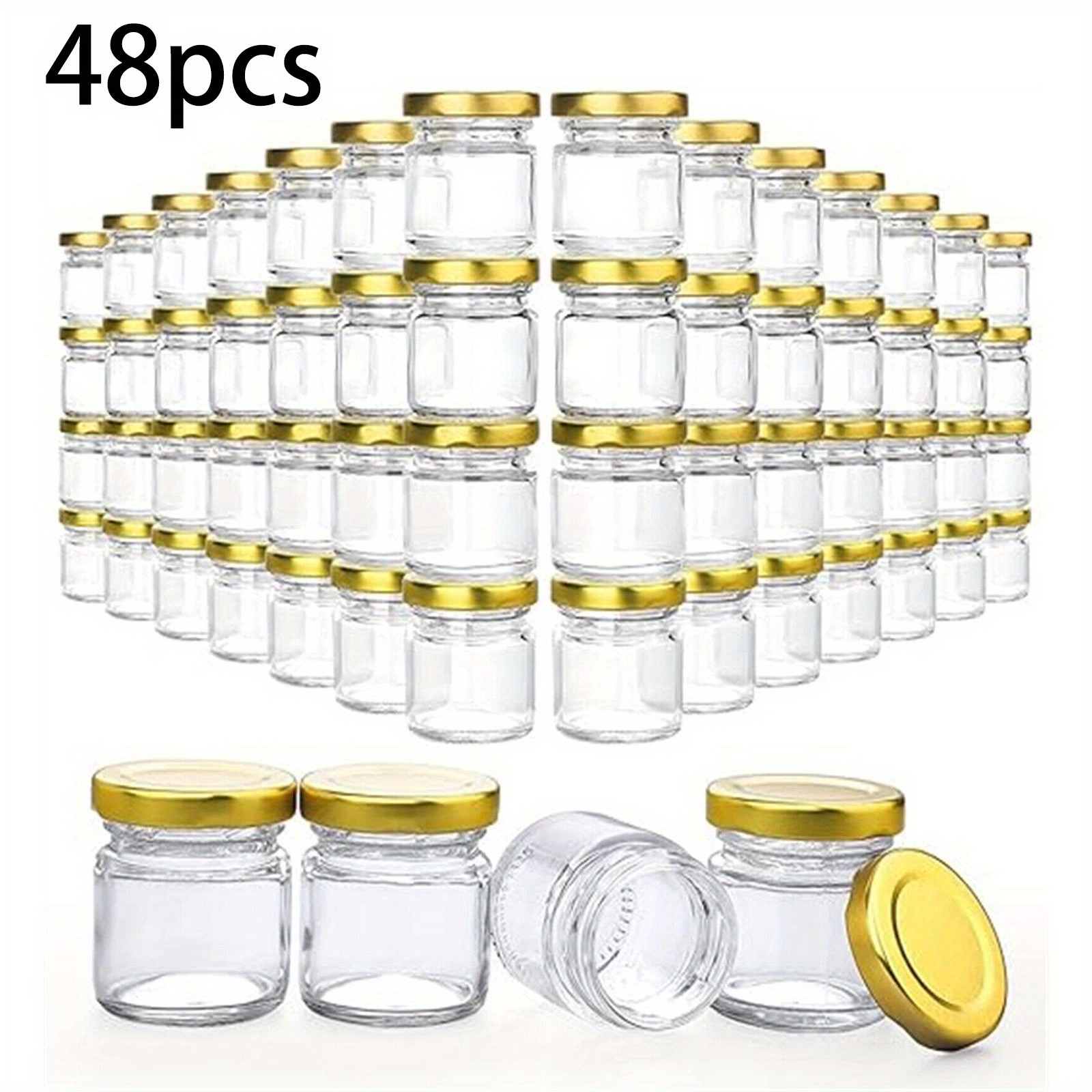 TEMU 48pcs Small Glass Jars With Lids, 50ml Mini Honey Jars, Candle Jar For Candle Making For Gifts, Crafts, Spices, Wedding, Party Favors