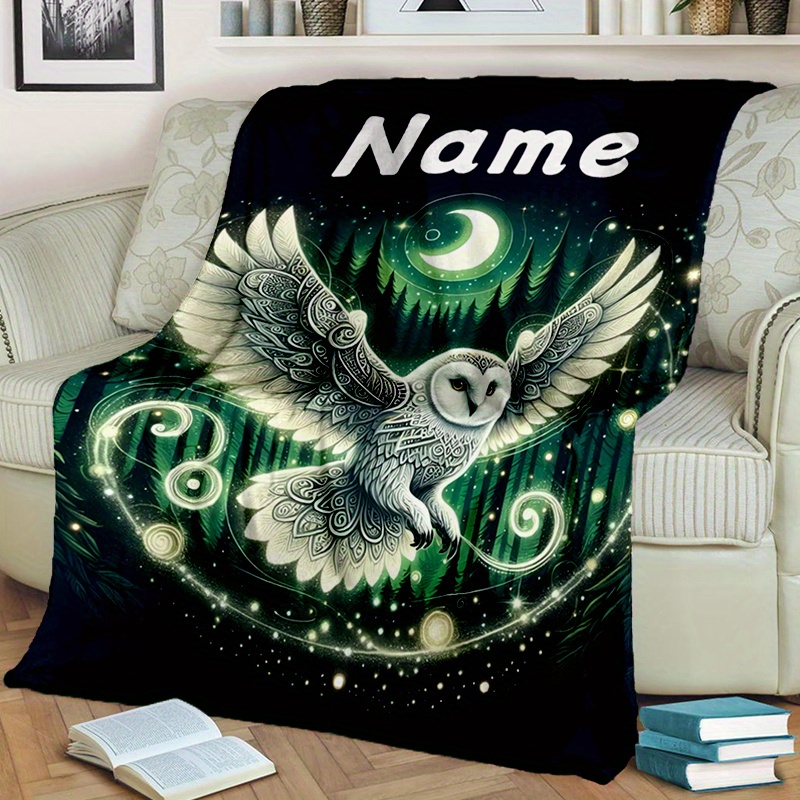 TEMU Personalized Owl- Blanket - , & For , Bed, | For Christmas & Halloween