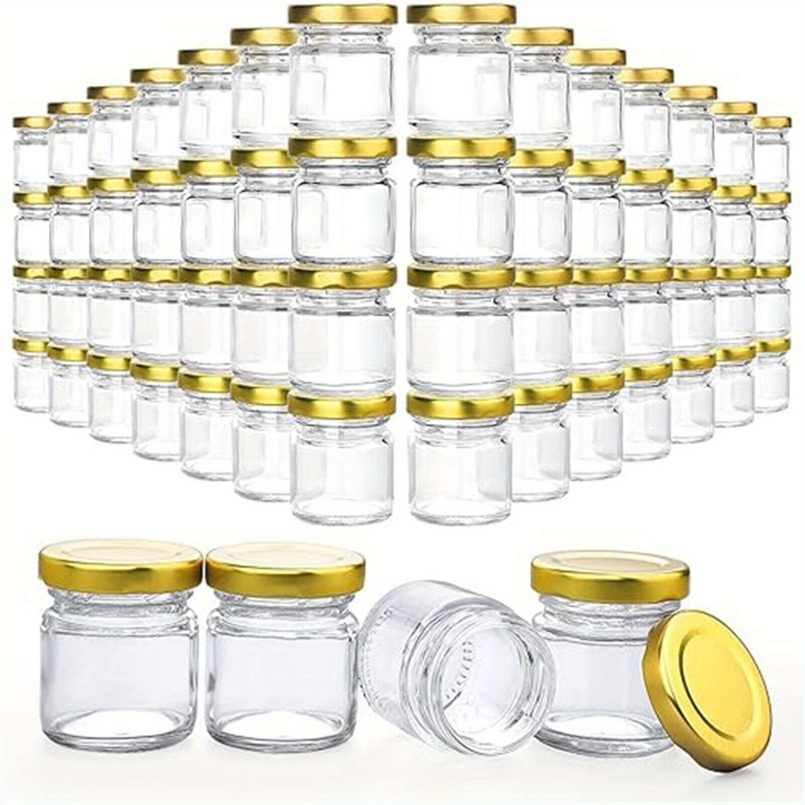TEMU 12pcs Small Glass Jars With Lids, 50ml Mini Honey Jars, Candle Jar For Candle Making For Gifts, Crafts, Spices, Wedding, Party Favors