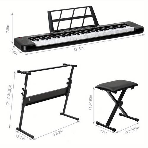 beginner 61 keys keyboard piano with stand bench headphones microphone