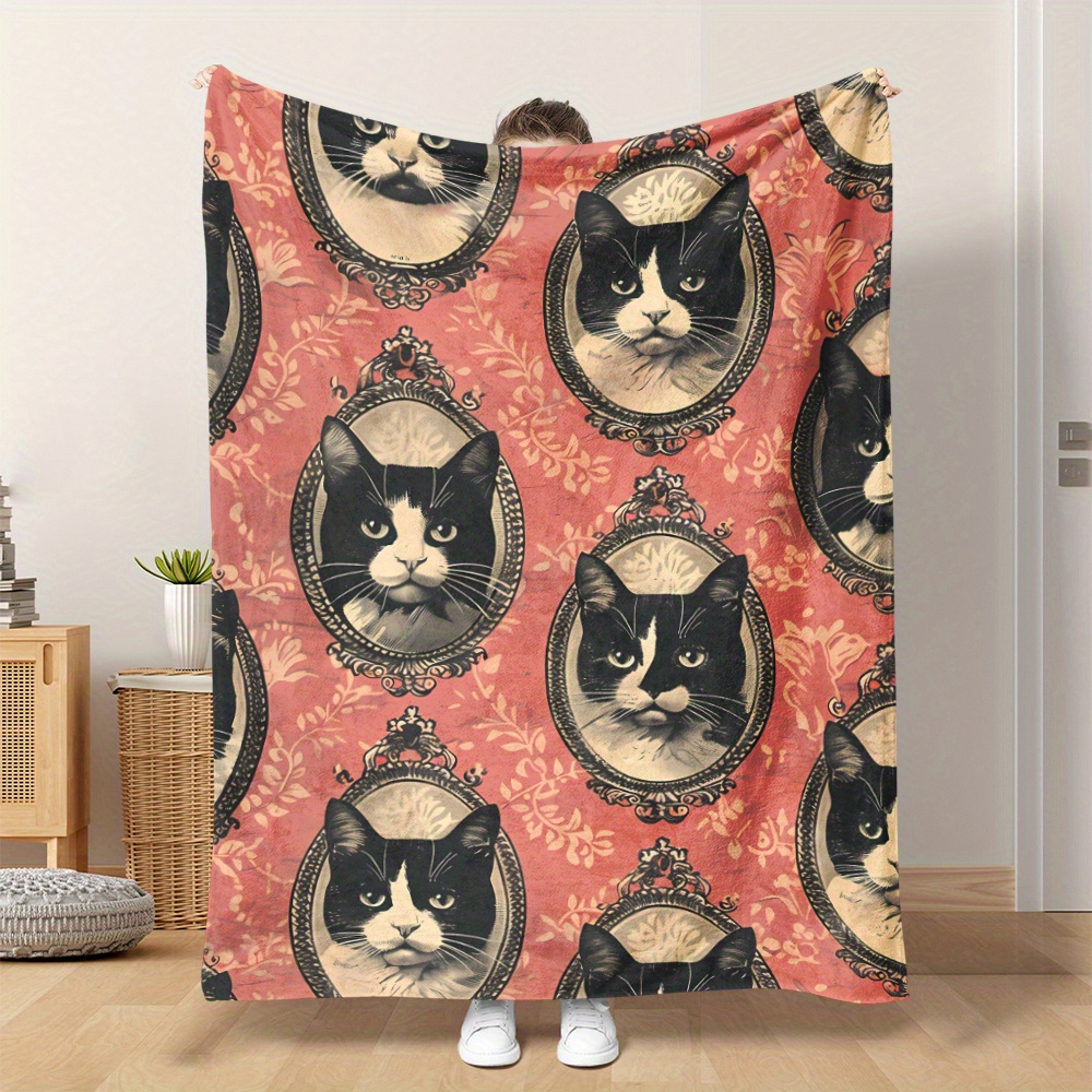 

Cat Print Flannel Throw Blanket, Soft Warm Digital Printing Polyester Knit Quilt, Decor For Napping, Camping, Travel – Ideal Gift For , Friends, Family