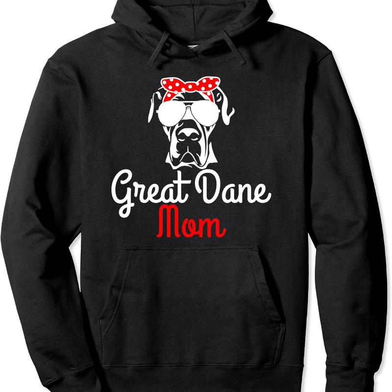 

Great Dane Mom, Trendy Cotton Hooded Sweatshirt, Street Style Sweatshirt, Crew Neck Sweatshirt, Ultra Soft, Breathable, 4 Seasons Casual Hooded Sweatshirt, Perfect For Daily Wear, Casual Outings