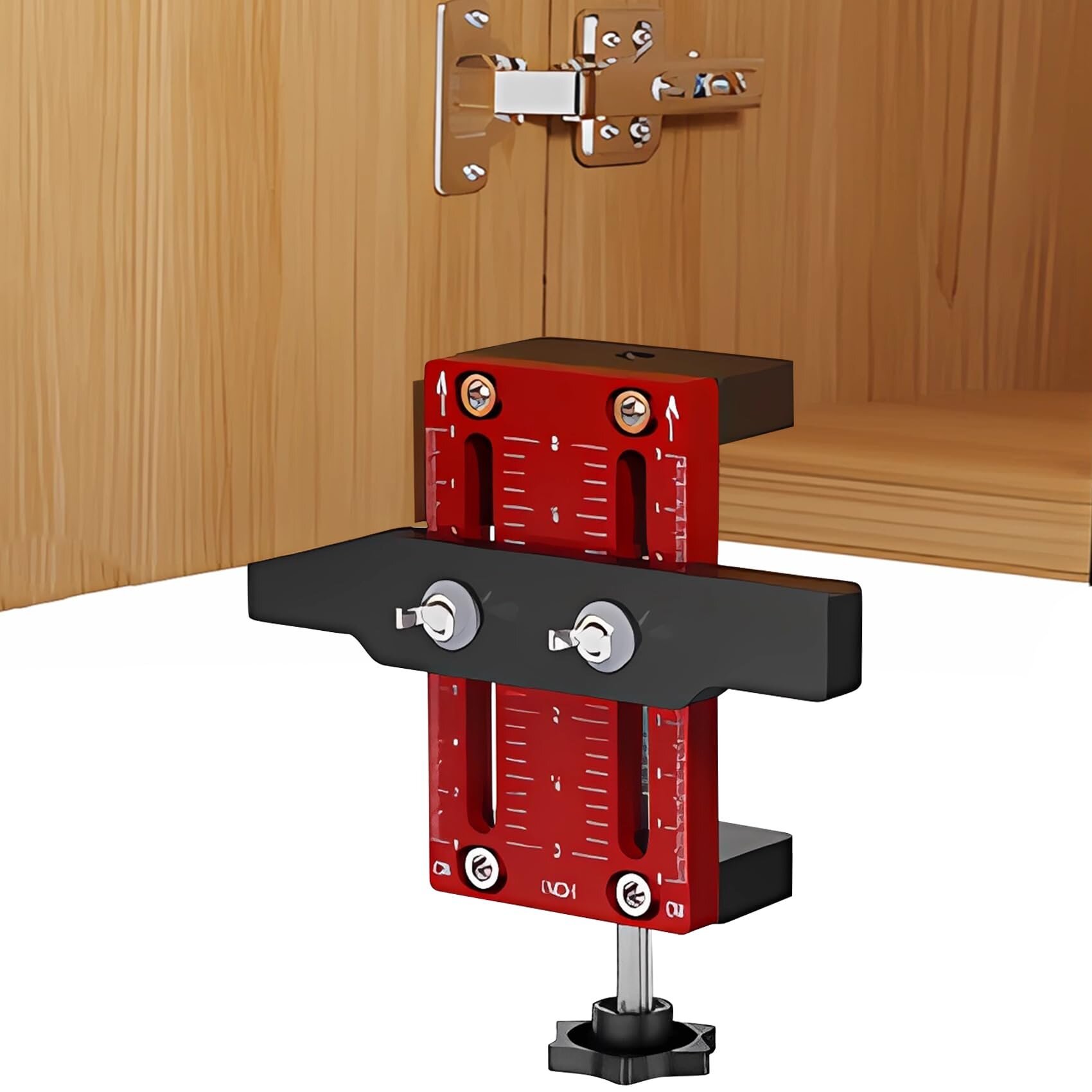 

Allsome Adjustable Cabinet Door Mounting Jig - Aluminum Alloy, 0-60mm Height Range, For 10-60mm Cabinets, & Installation Tool With Built- Arm & Clamp,