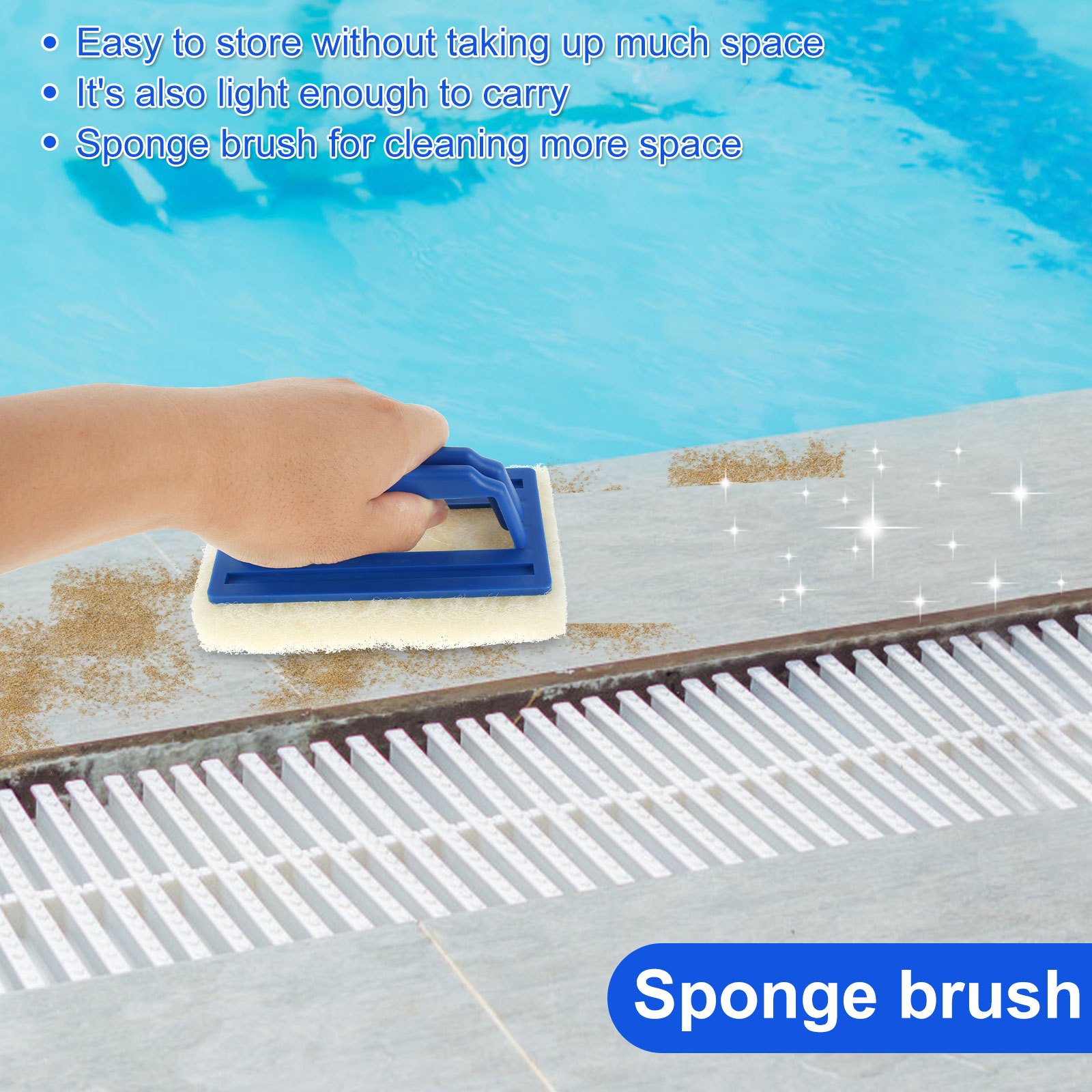 portable swimming pool brush set with 63in adjustable aluminum handle lightweight and     cleaning tiles and pool walls details 6