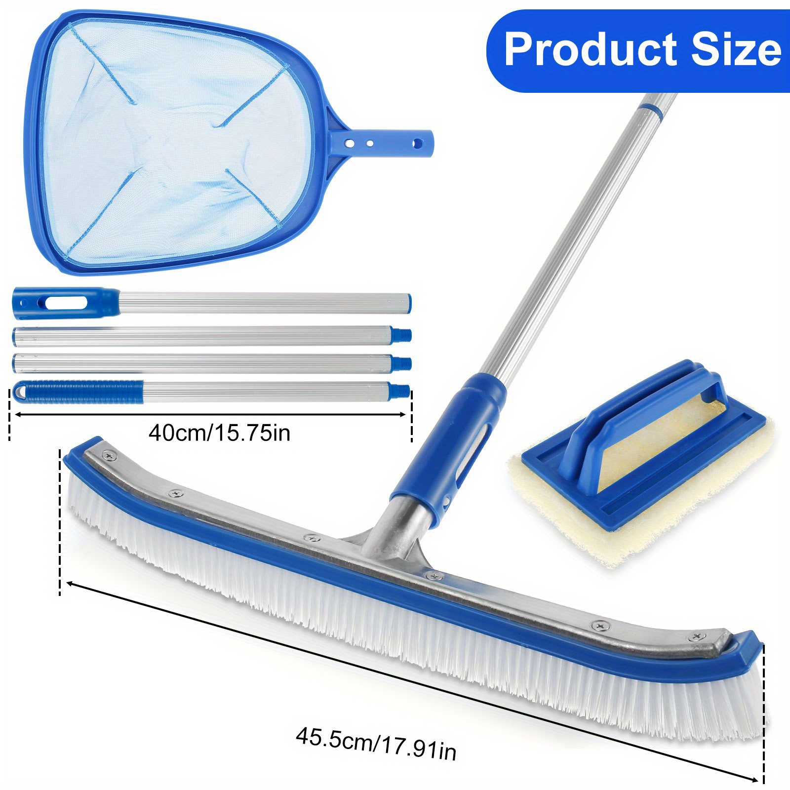 portable swimming pool brush set with 63in adjustable aluminum handle lightweight and     cleaning tiles and pool walls details 8