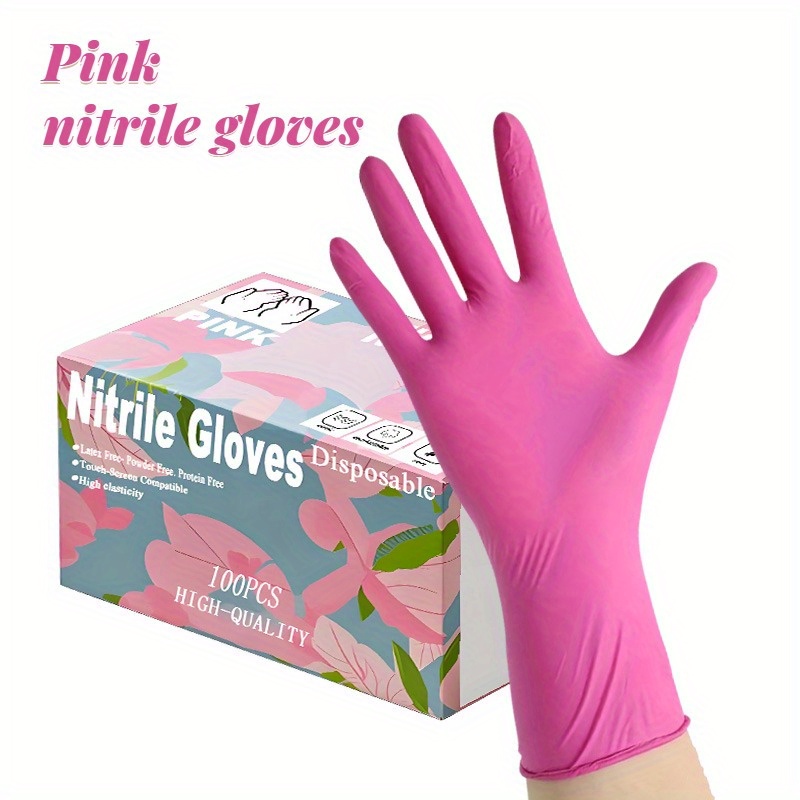 

Pink Disposable Nitrile Gloves - Latex-free, For Kitchen, Bathroom, Dishwashing & Nail Art - 30/50/100pcs