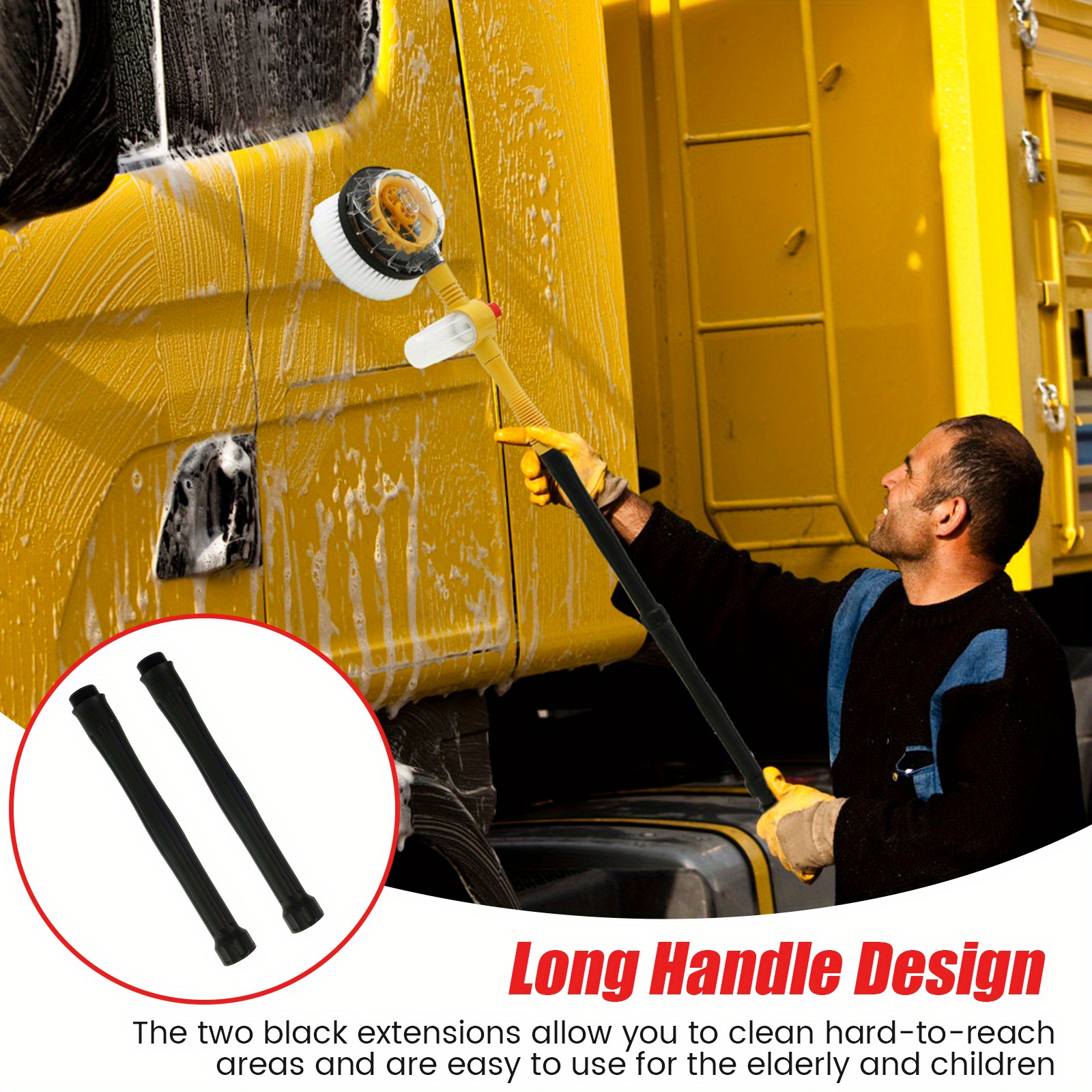 Heavy-duty Car Washing Brush -Rotary Auto Cleaning Kit Handle