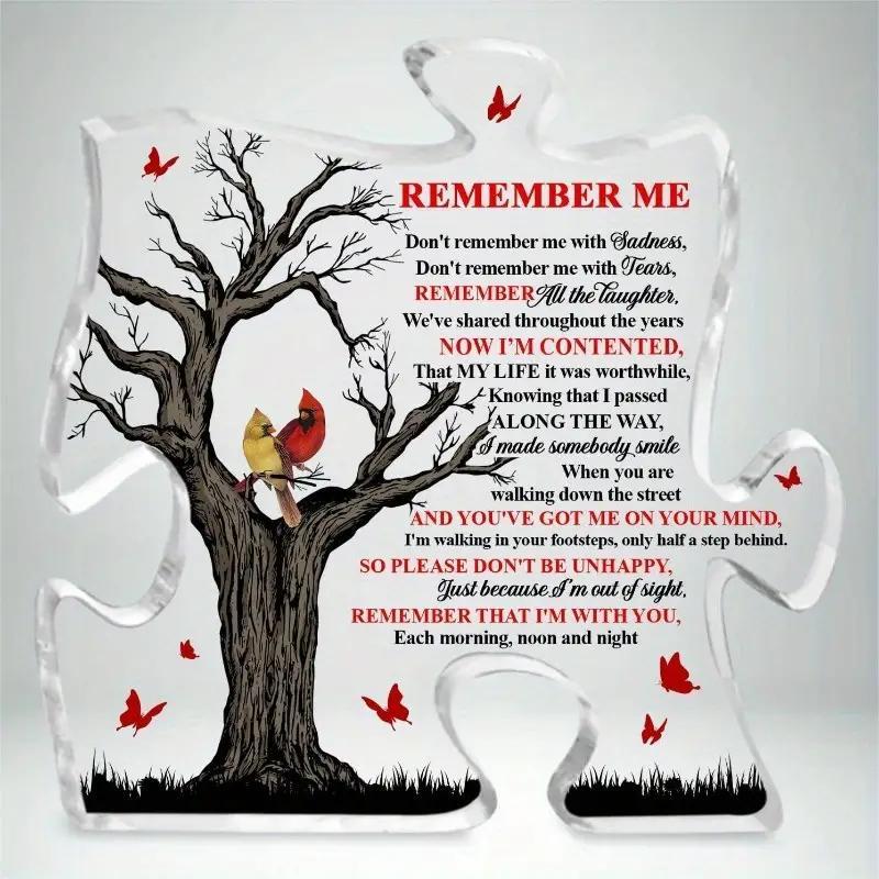 

2d Flat, Puzzle-shaped Memorial Acrylic Keepsake - Engraved Message, Bereavement Design, And Sympathy Quote