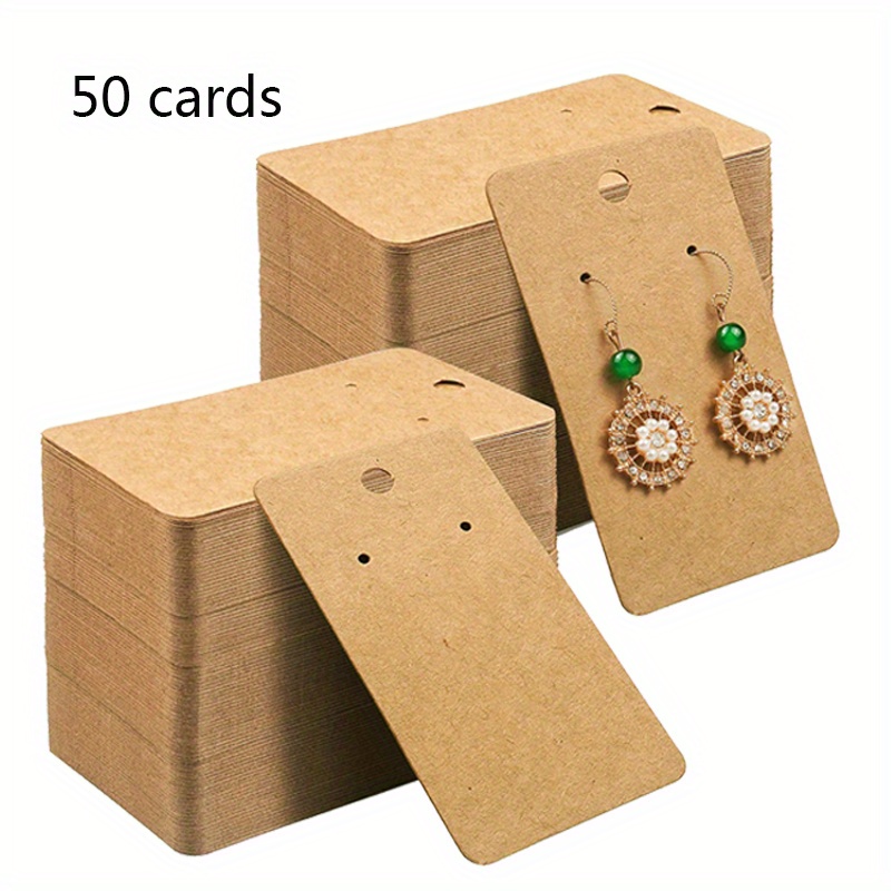 

Pack Of 50 Kraft Paper Earring Display Cards With Clear Packaging Bags For Jewelry Presentation – Earring Holders For , Hoops, And Dangle Earrings