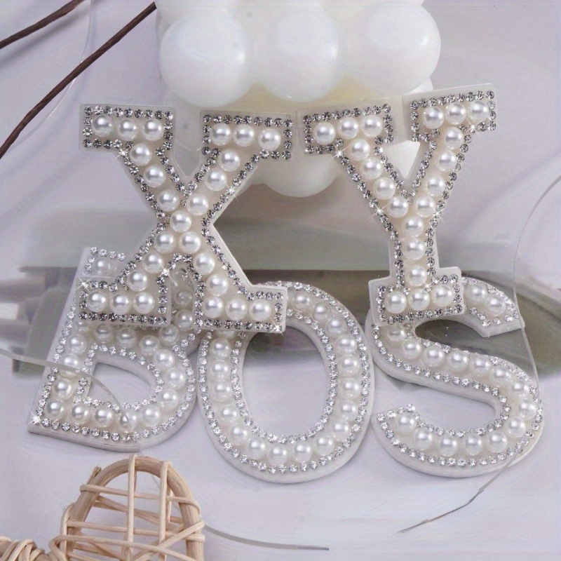 

Az Sequins, Pearl Letter Stickers, Adhesive, 26 English Letters, Pearl Rhinestones, Hot Stamping Stickers, Clothing And Luggage Self-adhesive Stickers