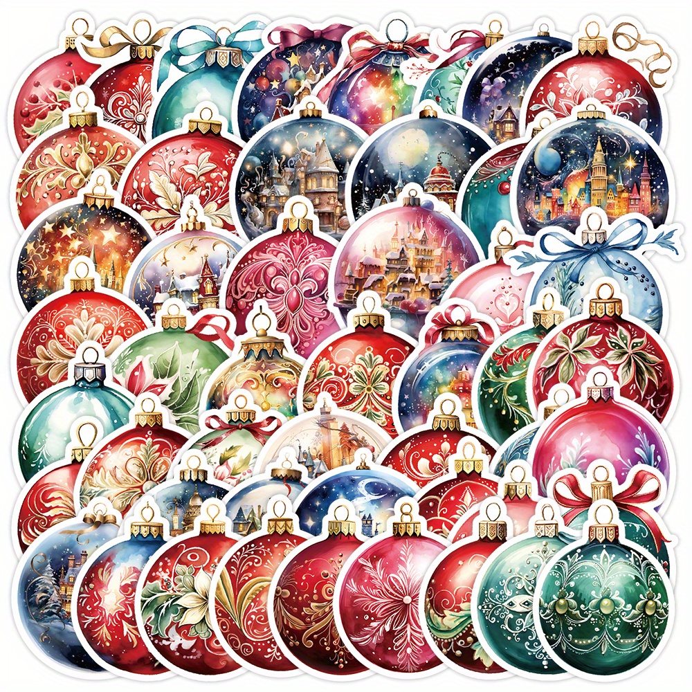 

50pcs Christmas Ornament Stickers - , Reusable Decals For Laptops, Phones, Skateboards & - Red