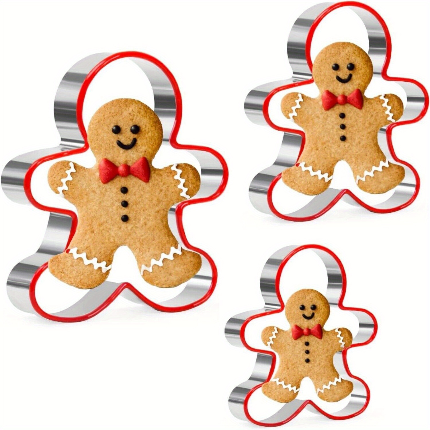 TEMU 3pcs Gingerbread Biscuit Cutters Food Shape Festive Christmas Fun