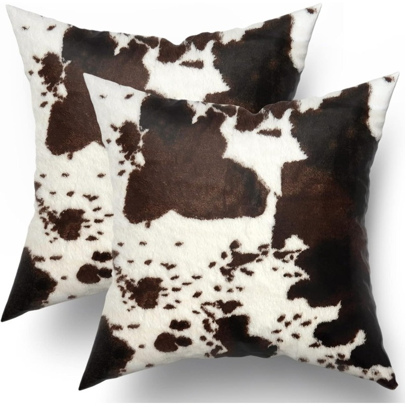 

Jit Set Of 2 Cowhide Cushion Covers 18x18 - Pattern Decorative Rectangular , Polyester, No Needed, For Decor