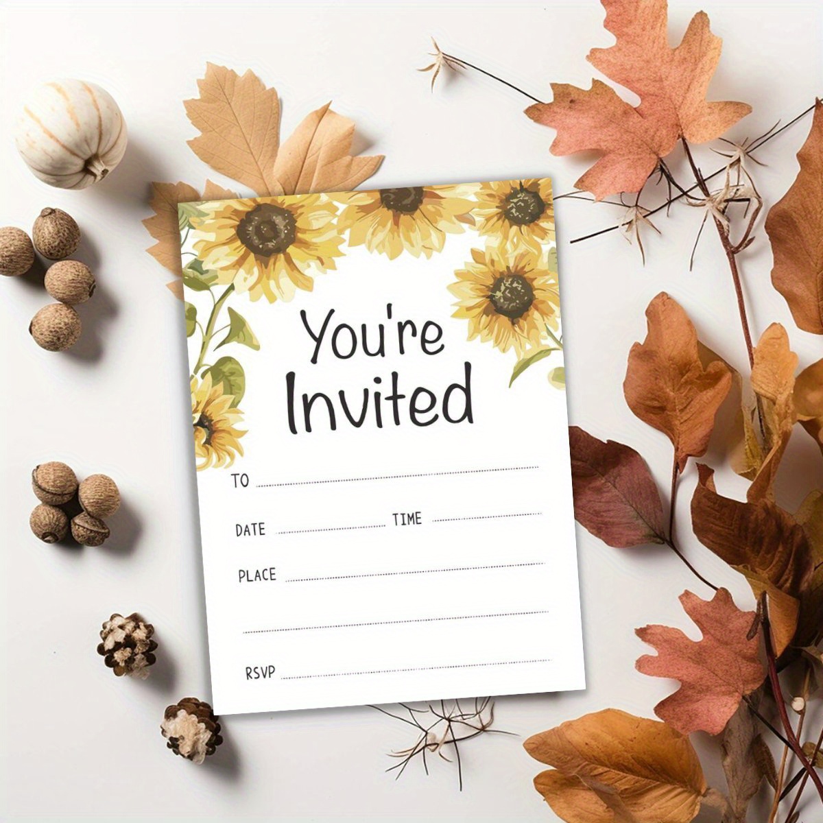 

20pcs Watercolor Sunflower Thanksgiving Invitations With Envelopes - Weddings, Birthdays, & More, Thanksgiving