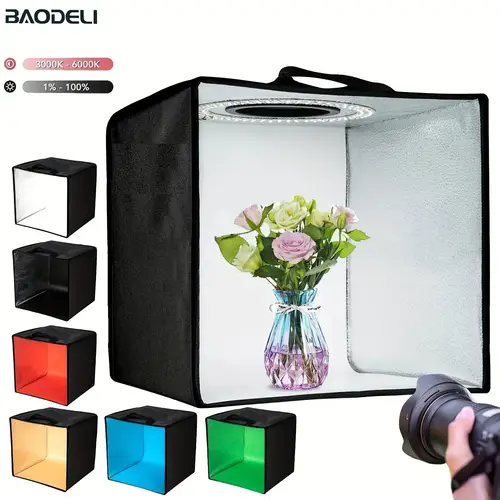 30cm 12in photo studio light box photography adjustable brightness shooting tent kit with 120 led lights 6 backdrops small items