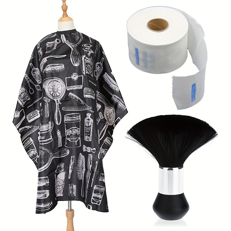 Premium Hairdressing Apron And Hair Brush Set - Dustproof, Easy To Clean, Includes Hair Apron, Neck Brush, Disposable - Ideal For Salon And Home Use