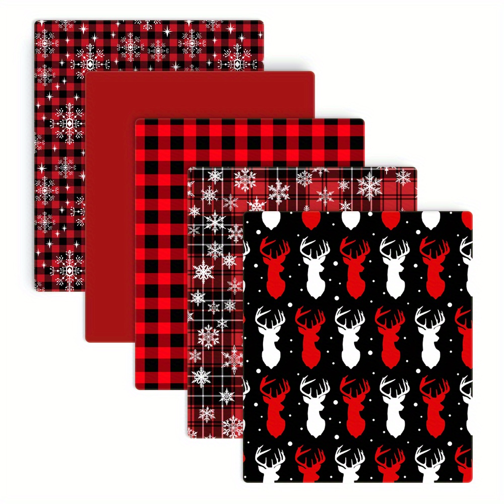 Set Of 5pcs, Each Measuring 7.87x7.87 Inches, Featuring Christmas Plaid Grid Patterns. Pre-cut Squares Made Of Polyester Are Ideal For , Sewing, And Quilting Projects, Perfect For Holiday Crafts
