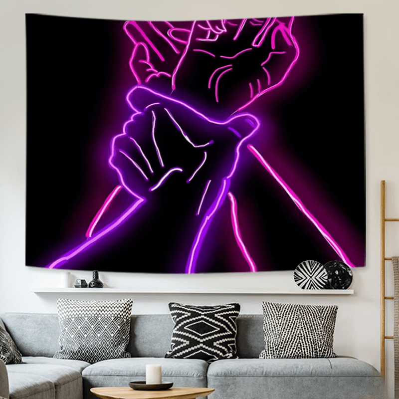 

Neon Glowing Hand Tapestry, , 79x58 Inch, Large Polyester Wall Hanging, Washable Stitched Edge, Ideal For Bedroom, Living Room, Party, Bar, Dorm Decor, Perfect Gift For Women Friends