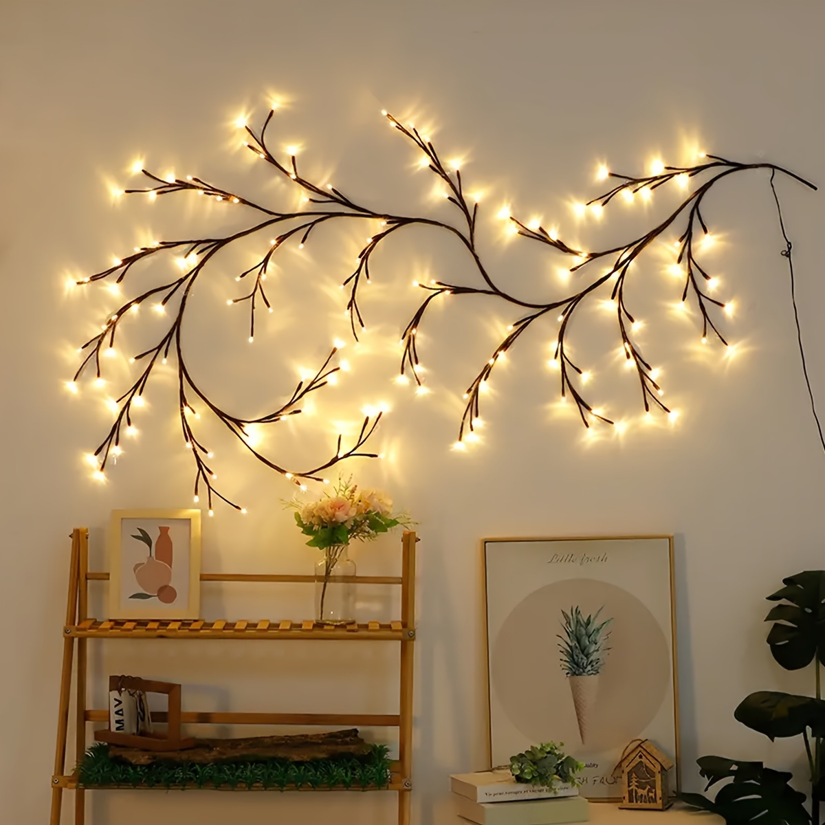 

72/96/144 Led Vine Light, Branch Light, Usb Power Supply, Indoor Lighting Willow Vine Light, Used For Diy Wall Corner, Fireplace, Window, Living Room Decoration, Holiday Party Arrangement