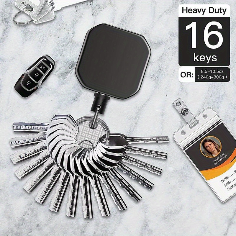 Simple Style Heavy Duty Zinc Alloy Retractable Keychain with ID Badge Reel, 27.6-inch Steel Wire Cord, Hand Washable Keyring, Non-Plated Unbraided - 1Pc Black Retractable Lock Clip Key Chain with Badge Reel details 3