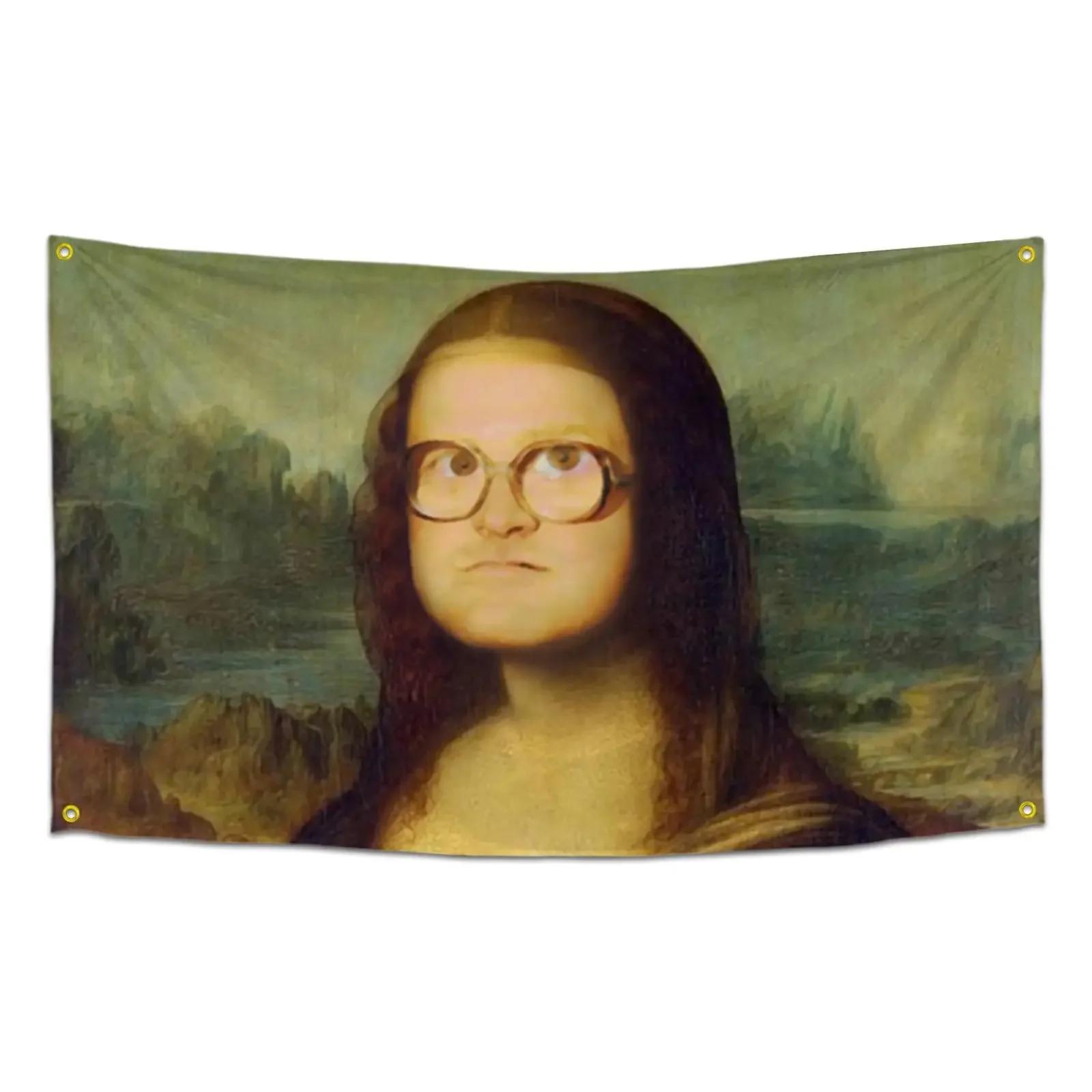 

Mona Lisa Flag Funny Poster Tapestry Durable Man Cave Wall Flag Pop Art Home Decoration 3x5 Feet Banner With 4 Brass Grommets, 1pc