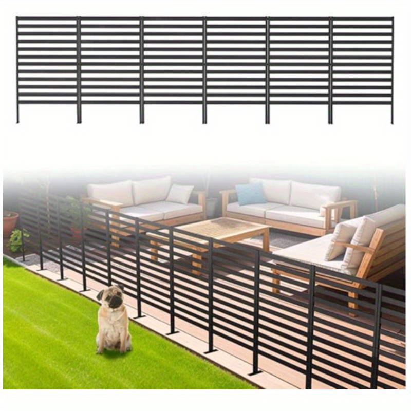 

12 Panels Black Metal Decorative Garden Fence Animal Barrier Outdoor Privacy Screen Freestanding Air Conditioner Fence Garden Edging For Yard Landscape Patio