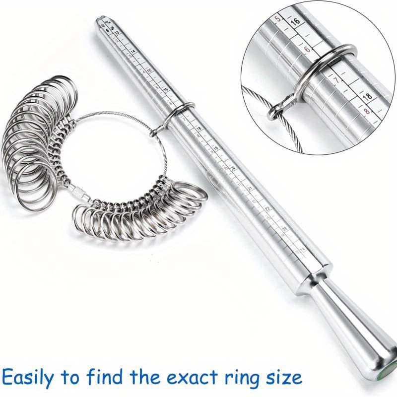 

Ring Sizer Tool Including Ring Mandrel & Ring Sizer Guage, 4 Sizes Ring Measurement Stick Metal Mandrel & Finger Sizing Measuring Tool Set For Jewelry Making Measuring