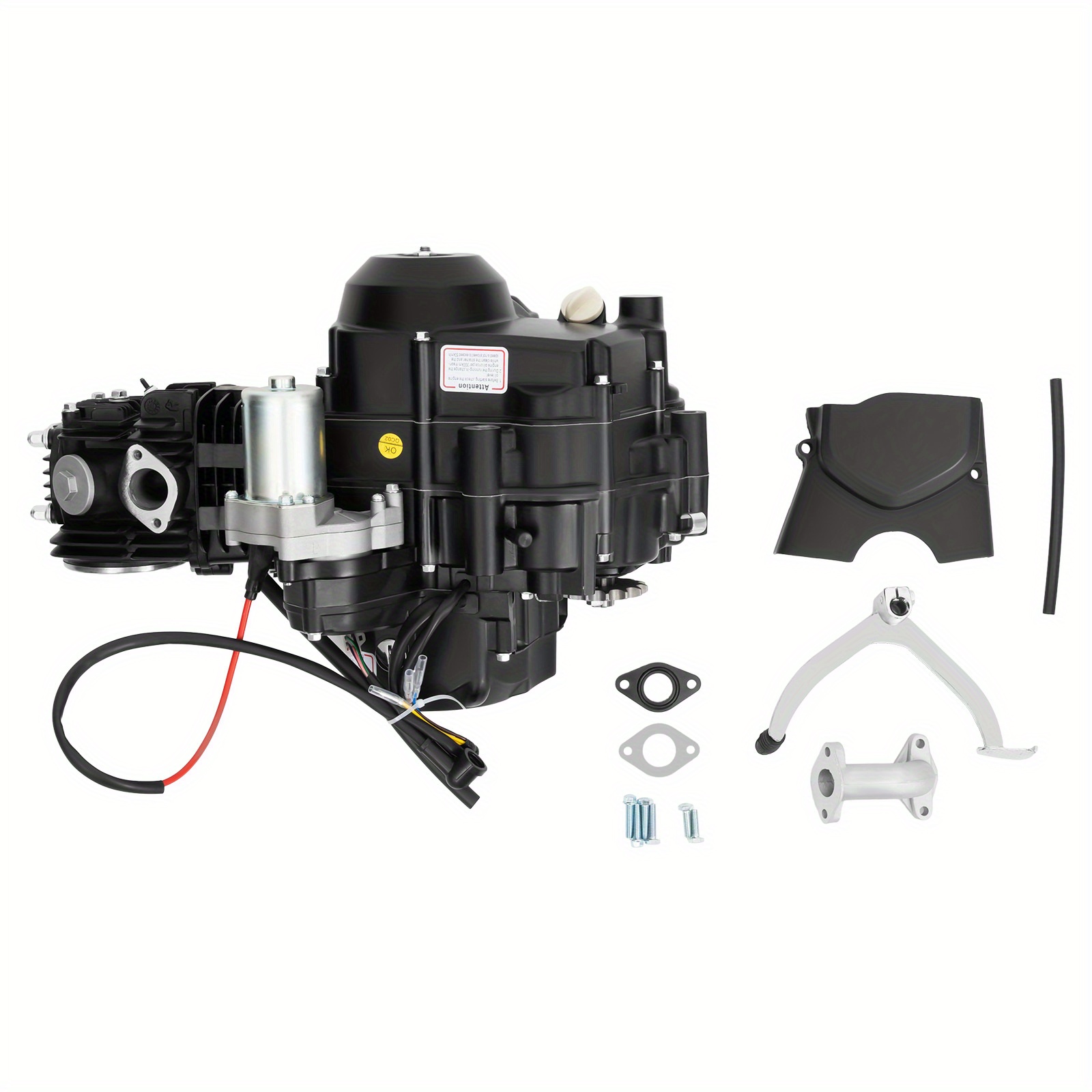 TEMU Atv Gokart Engine With Semi-automatic Transmission With Reverse, Electric Start, 110cc 4-stroke Engine Motor Kart Parts Gasoline Engine For Atv Kart, Aluminum Cylinder Head, Large Diameter Bearing