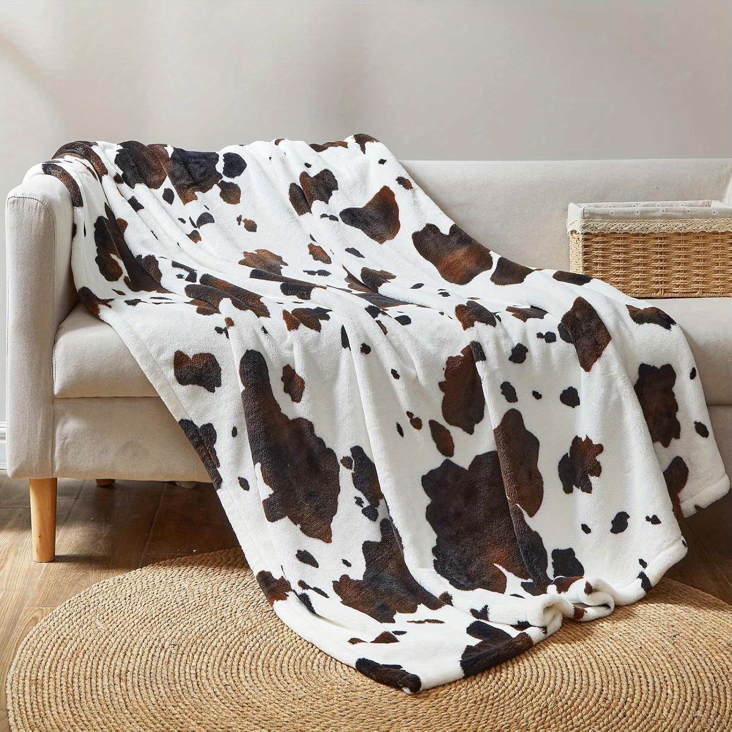 

Cow Print Throw Blanket, Blankets Western Room Decor, Super Soft Warm For Adults, Kids, Girl Gifts, Bedroom Couch