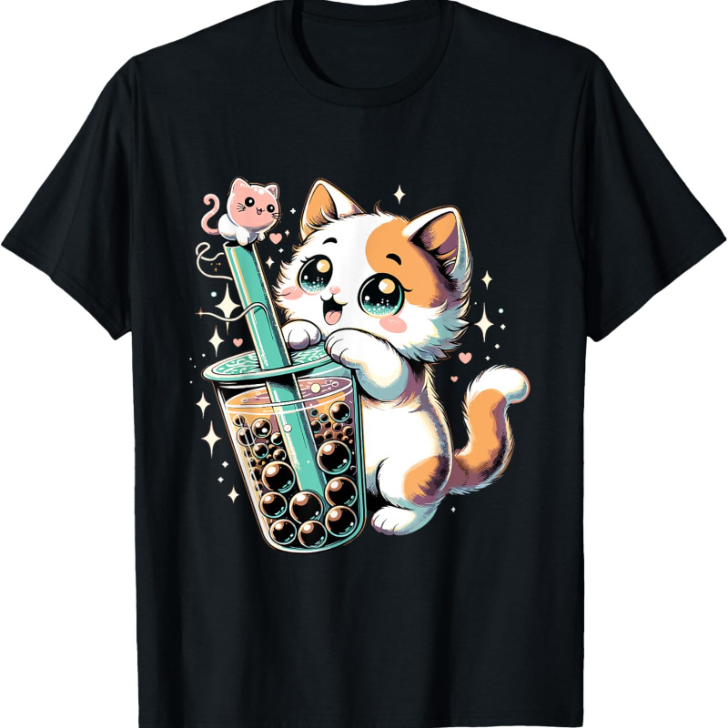 

Cat Boba Japanese Kawaii Anime Kitty Bubble Tea Neko Teen T-shirt