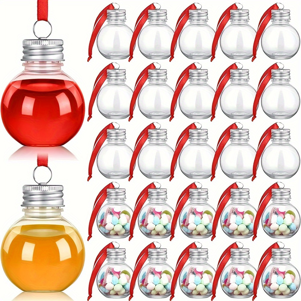 

10pcs, Christmas Tree Ornament, Christmas Booze Balls, Fillable Drink Tree Ornaments, Water Bottle, Bulbs Shape Christmas Decoration, Clear Christmas Ball Bell Pendant, Home Party Decor