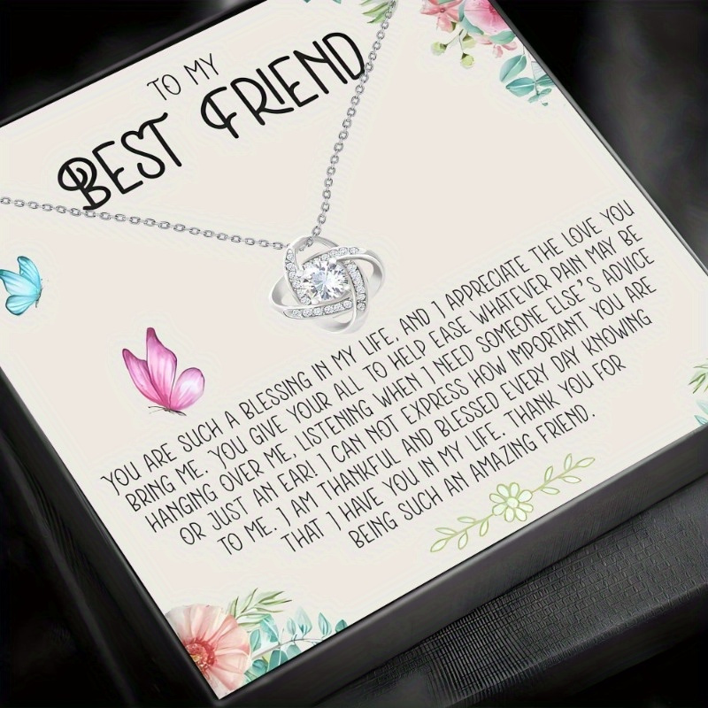 TEMU Gift Box Containing Love Knot Necklace, Best Friend Necklace, Best Friend Birthday, Best Gift Jewelry, Best Friendship Gift