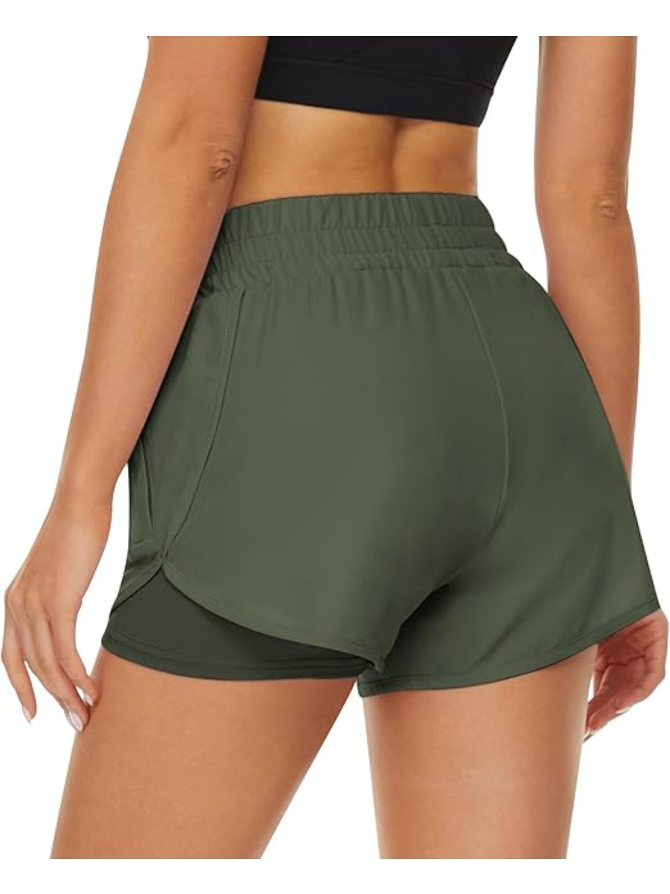 Short De Course 2 En 1 Pour Femme, Short De Sport Élastique Taille Haute Avec Poche, Short Running Avec Double Couche, Short Sportif à Séchage Rapide Pour Randonnée Activewear Tennis
