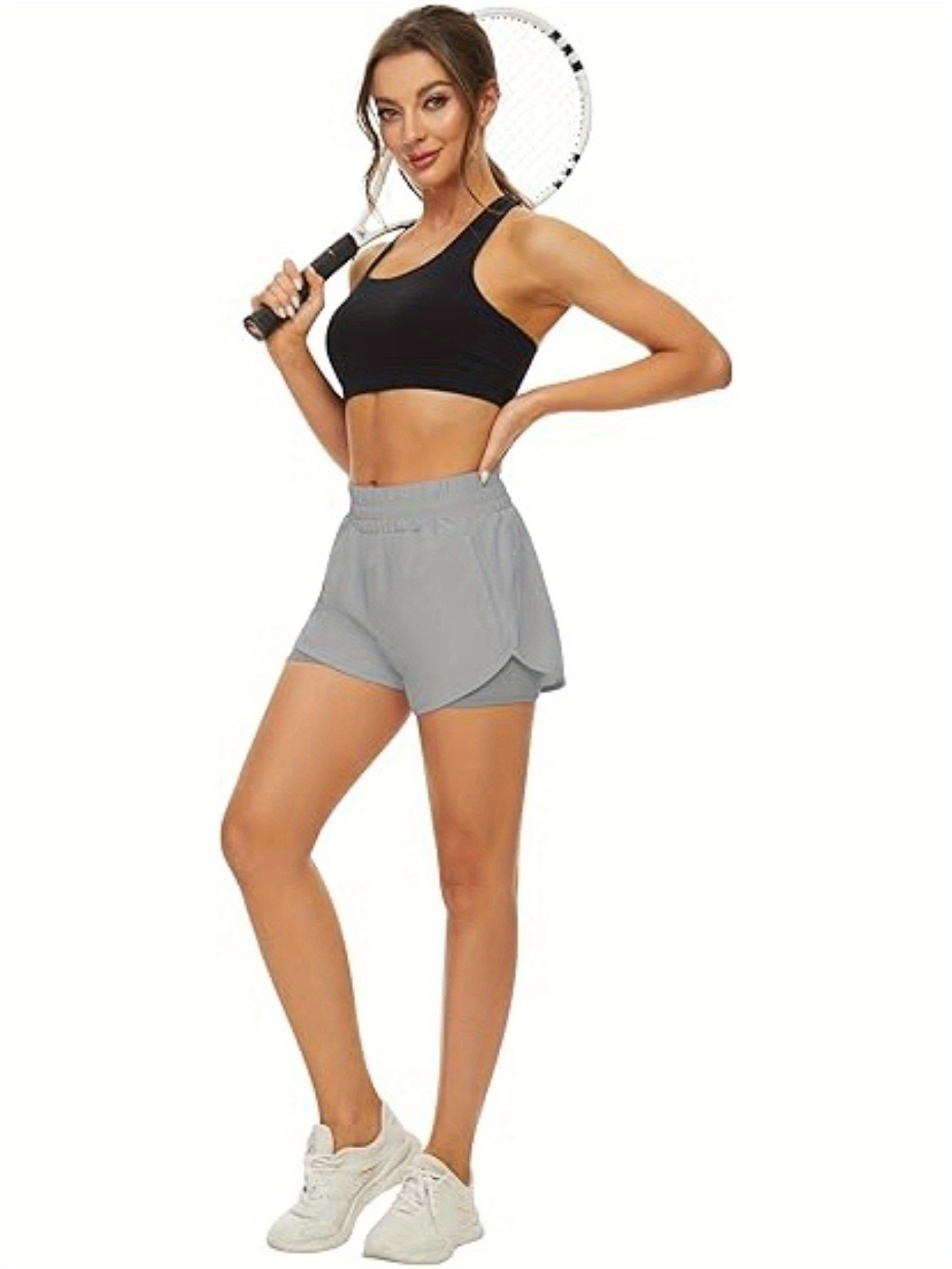 Rosvigor Women Athletic Shorts Gym High Waisted Shorts For Women Casual Lounge Sets With Pockets 2 Pack