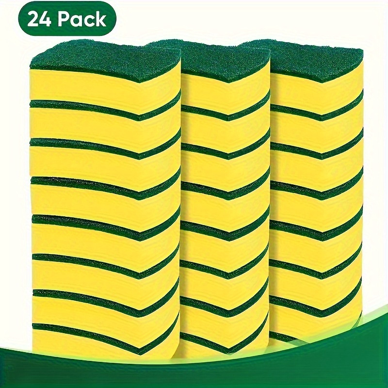 

24pcs Sponges - , Multi-functional Cleaning Sponge, Double-sided Scrubber, No-scratch Wet Cloth, , For Home & Commercial Use, Ideal For Dishes & Surface Cleaning