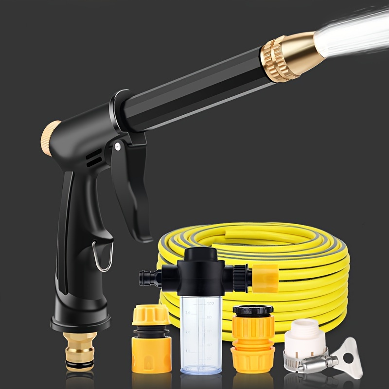 high pressure washer gun with foam cannon and adjustable 360 nozzle ergonomic leak proof design silicone material   196 85inch hose 3 adapters 2   for car wash garden watering pet bathing no electricity required details 0