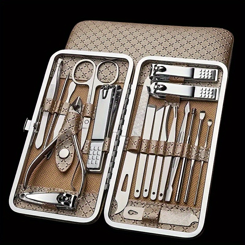 

Stainless Steel 8-piece Manicure & Pedicure Kit With Nail Clippers, Cuticle Trimmer, And Dead Skin Remover - Includes Portable Travel Case